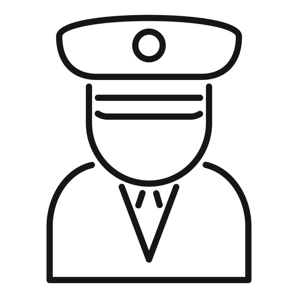 Line icon of a ship captain wearing uniform and hat vector