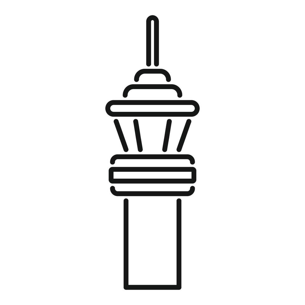 Airport control tower managing air traffic flow line icon vector