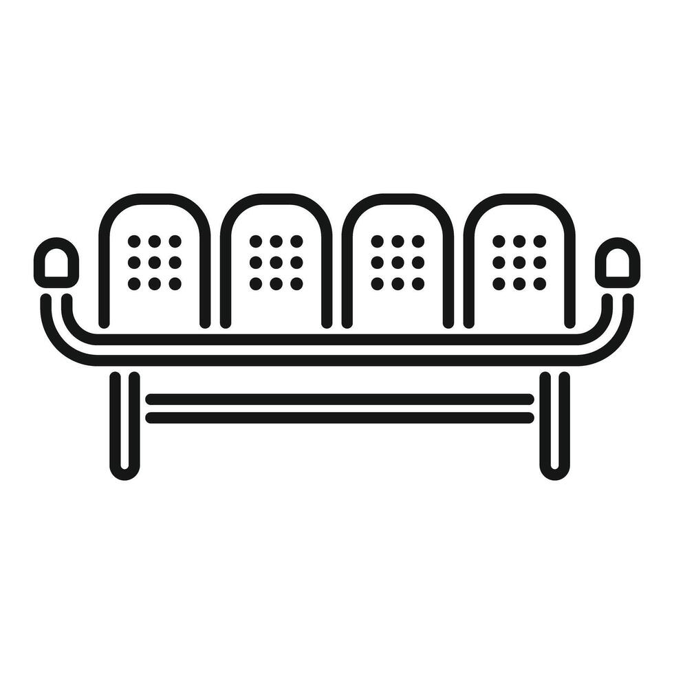 Waiting room bench with four empty seats icon vector