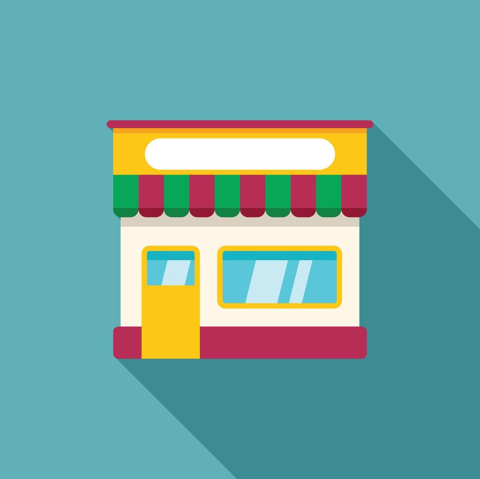 Small business store front building with awning sign representing commerce vector