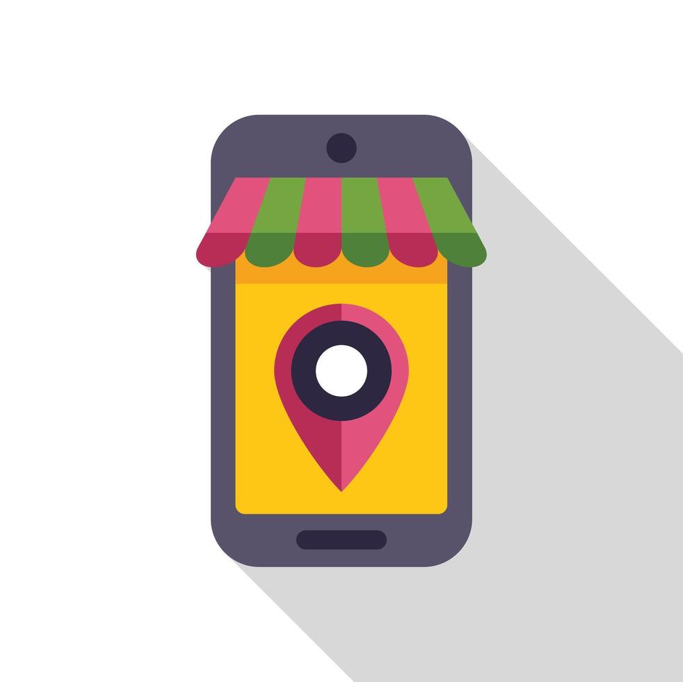 Online shop showing location pin on smartphone screen vector
