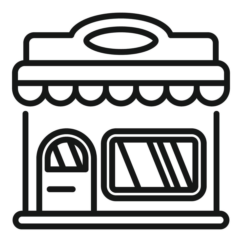 Street store building facade with awning showing open business vector