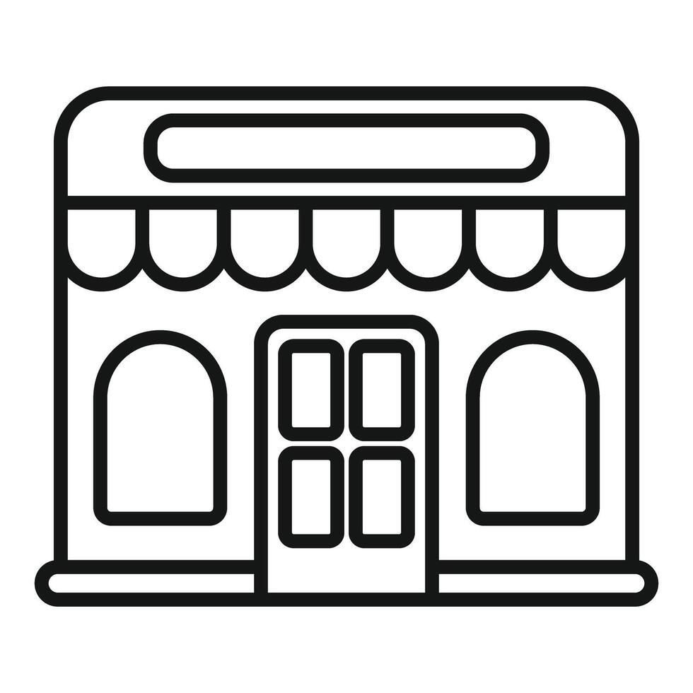 Small business storefront facade with awning and windows icon vector