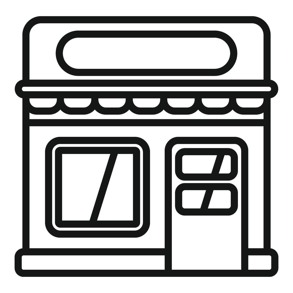 Small business storefront with awning and large window display vector