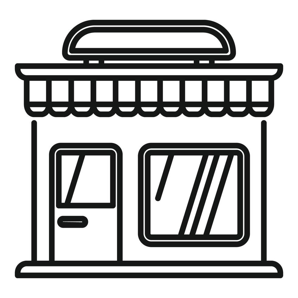Street store building facade with awning showing open shop vector