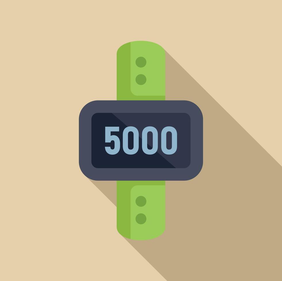 Fitness tracker displaying 5000 steps on green strap vector