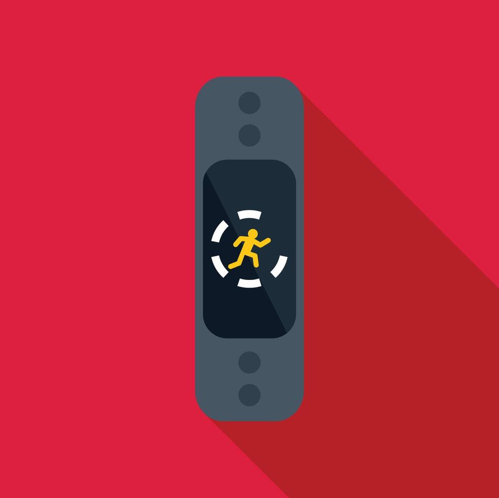 Smart watch showing running man icon on red background vector