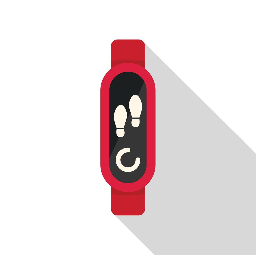 Red fitness tracker showing steps and calories burned icon vector