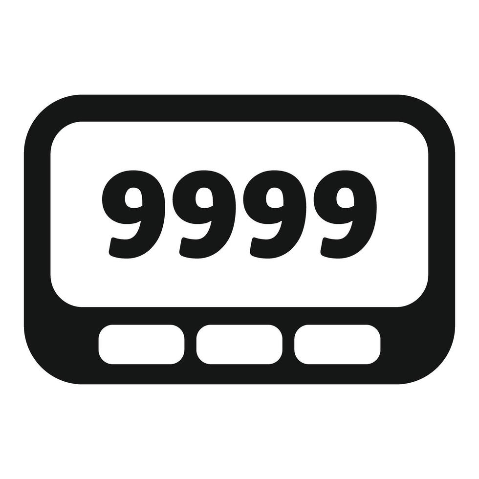 Electronic pager showing 9999 number icon vector