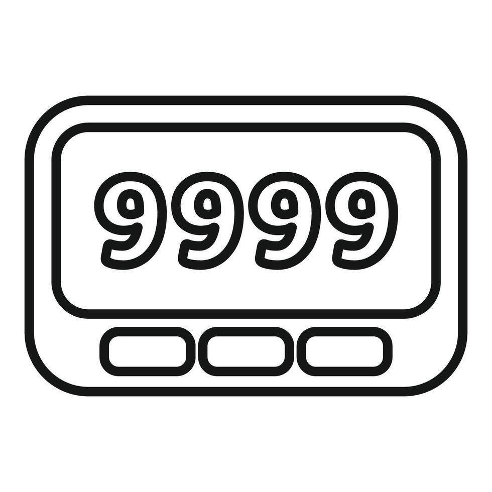 Simple pager icon showing 9999 emergency number on the display vector
