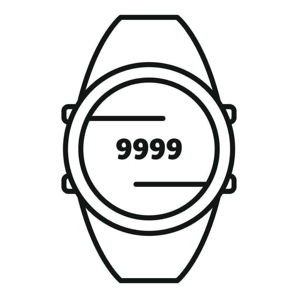 Digital wrist watch showing 9999 reaching limit vector