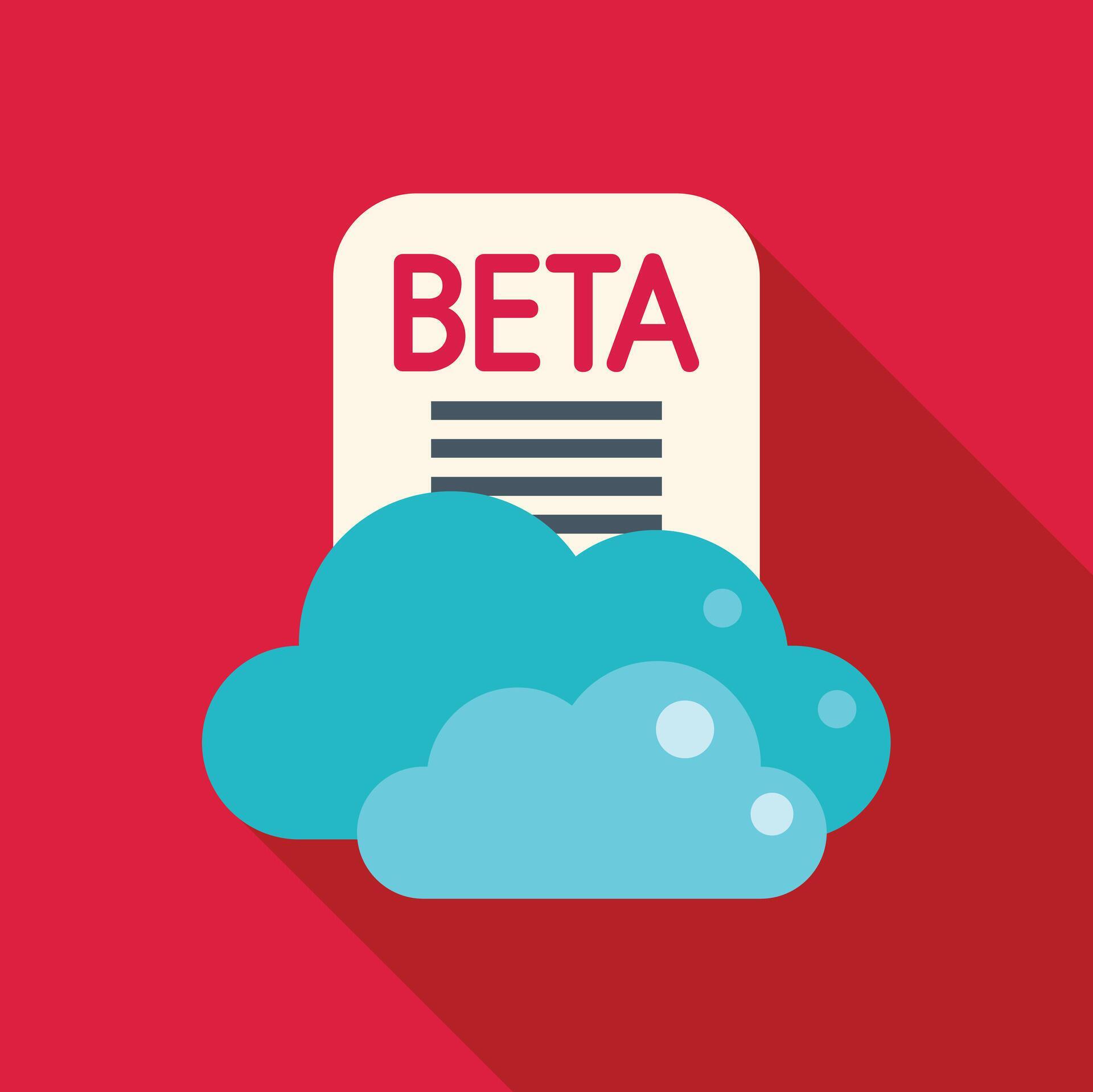 Beta software development using cloud computing technology icon ...