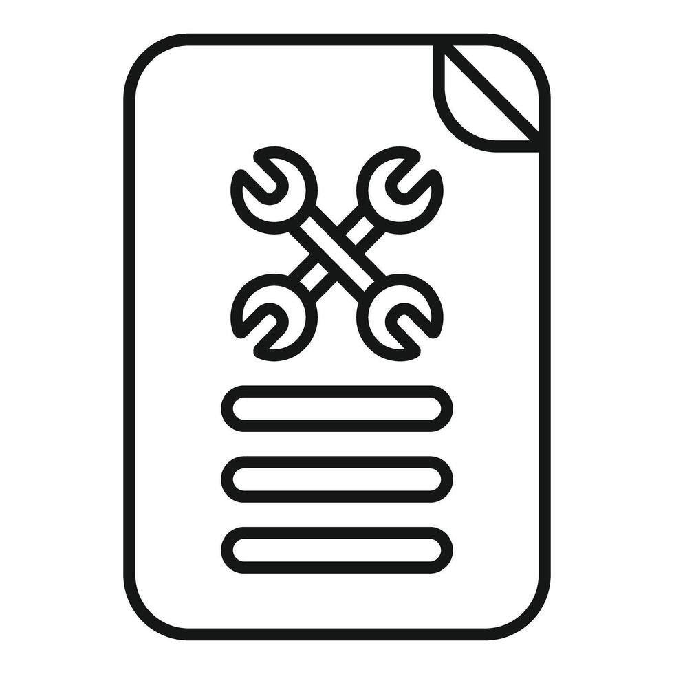 Technical support document with crossed wrenches showing troubleshooting vector