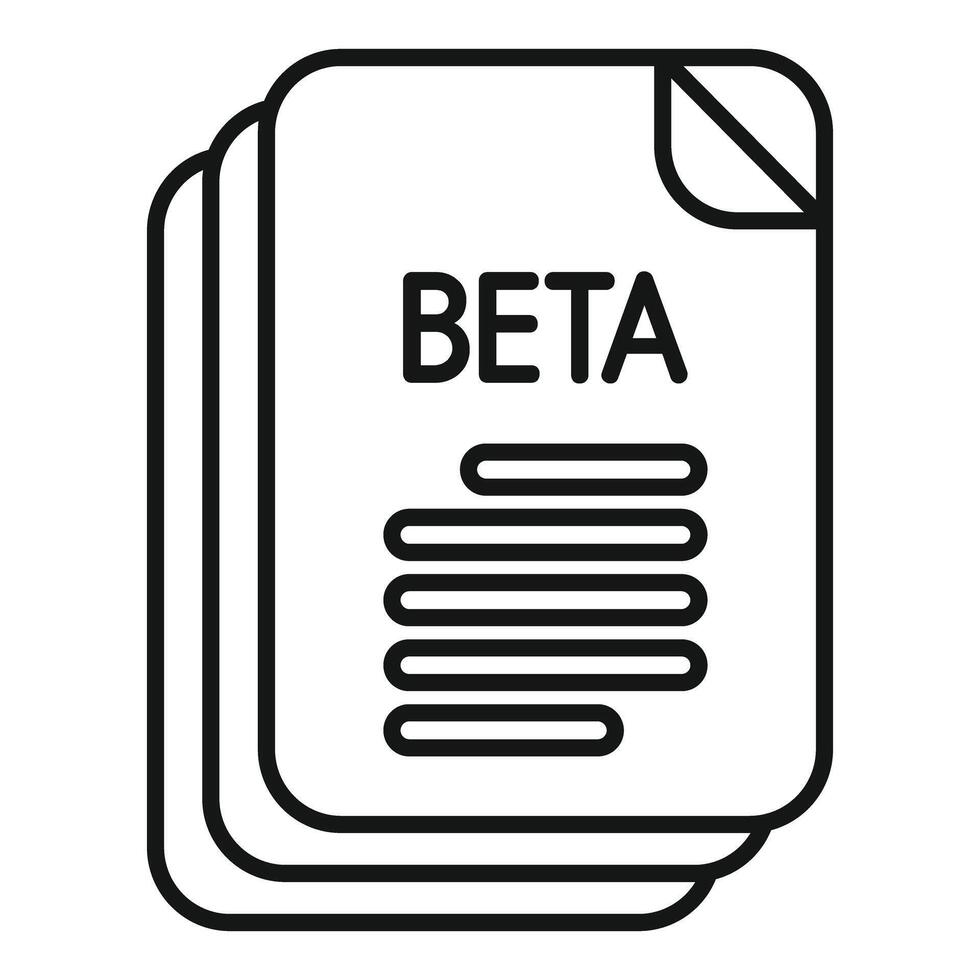 Beta version software development icon showing three documents with beta text for programmers vector
