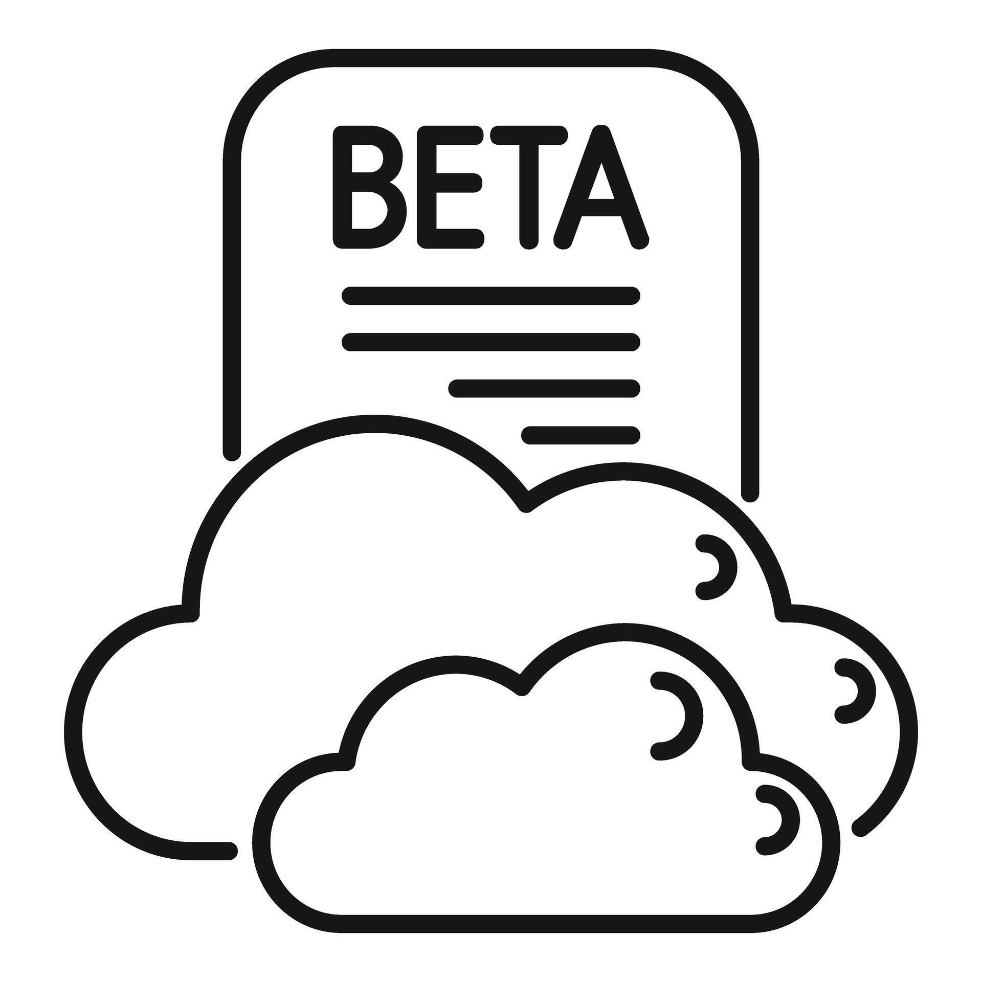 Beta test software development icon showing testing phase using cloud ...