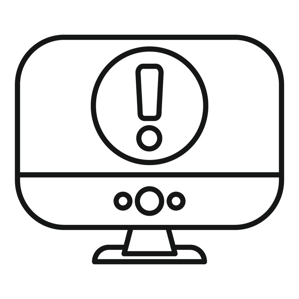 Computer monitor displaying warning message with exclamation mark icon vector