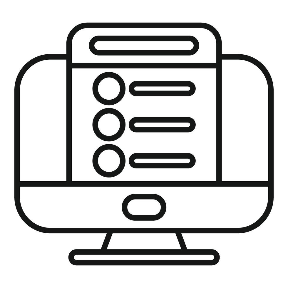Computer showing online survey for market research vector