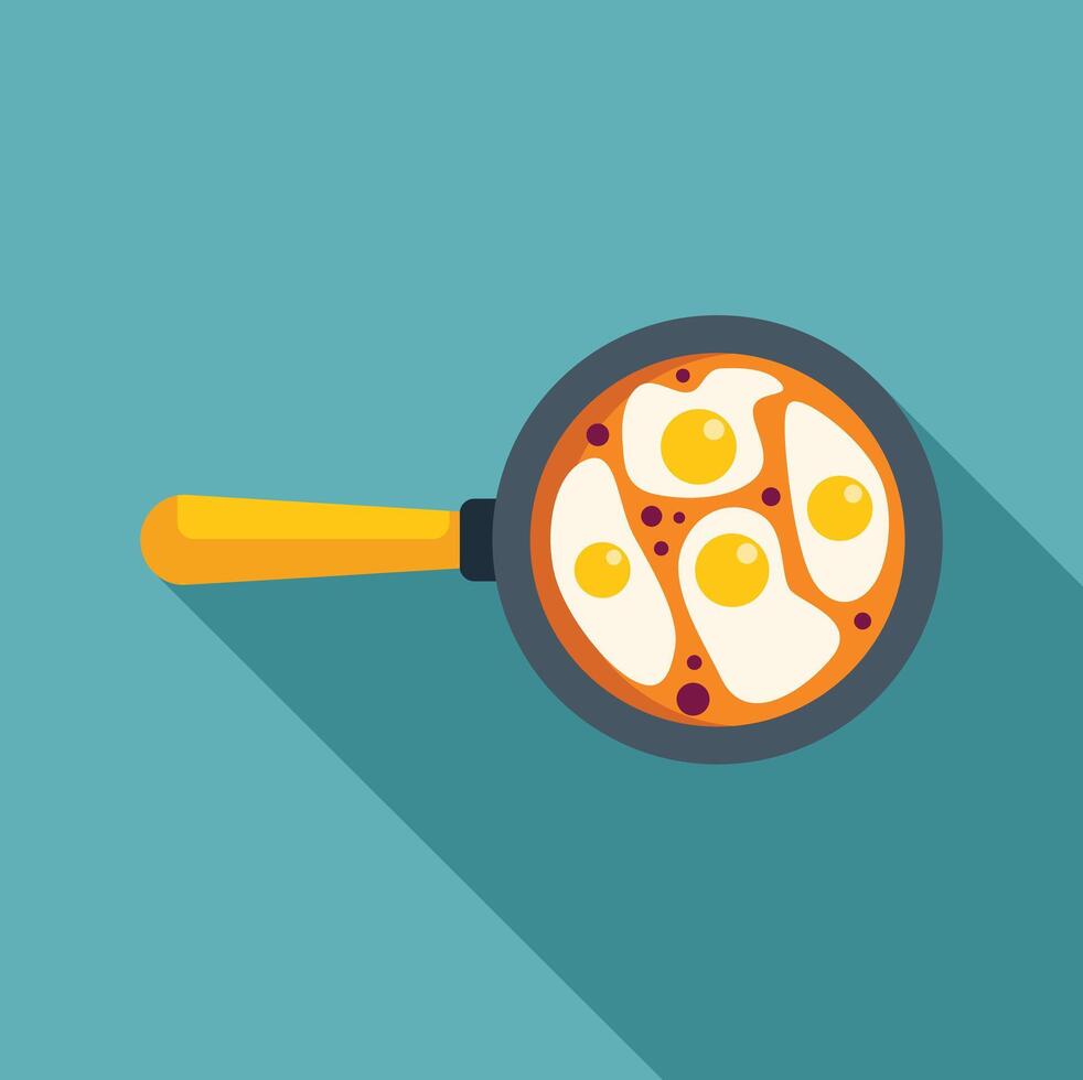 Frying pan cooking sunny side up eggs for breakfast illustration vector