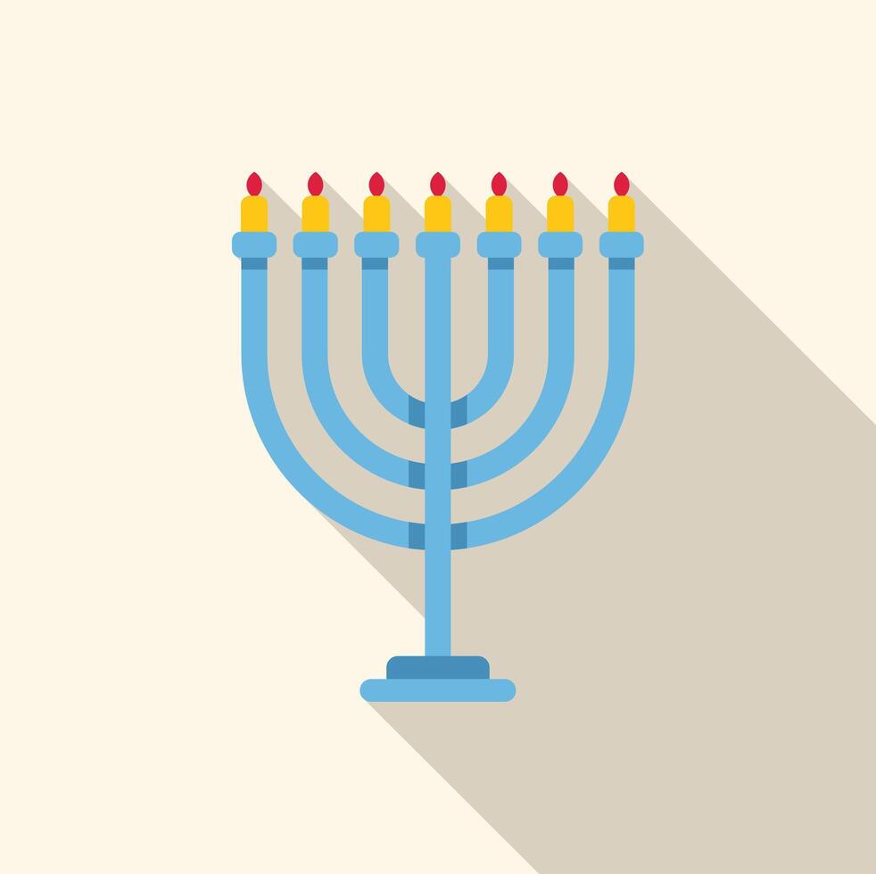 Blue hanukkah menorah with burning candles celebrating jewish holiday vector