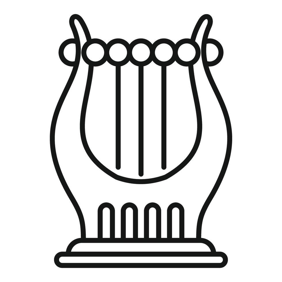 Ancient harp musical instrument standing on stage vector