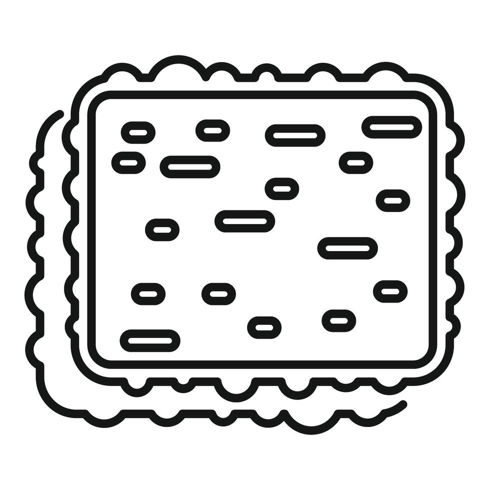 Line icon of a cookie being covered with chocolate and frosting vector