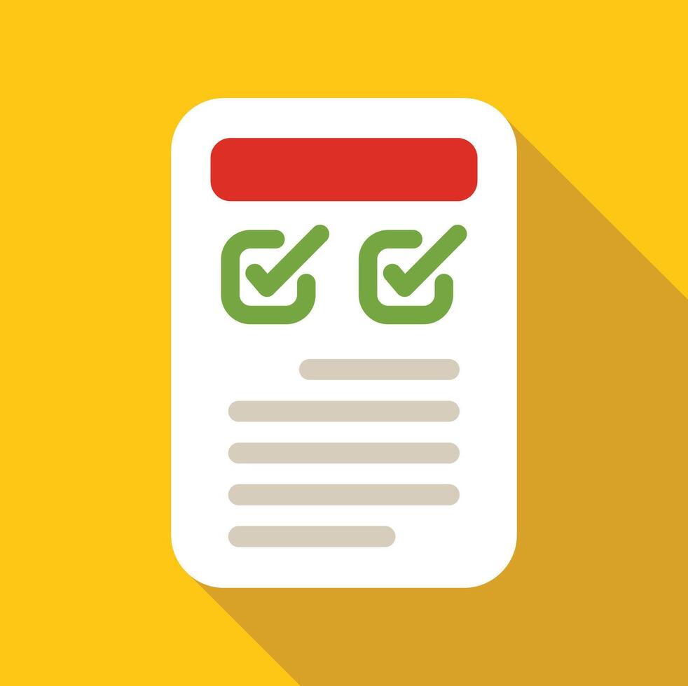 Online survey form being filled with check marks on yellow background vector