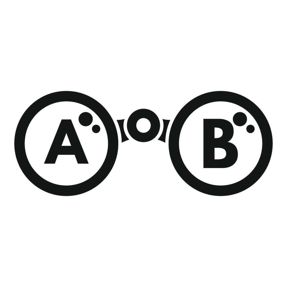 Comparing point a to point b using binoculars icon vector