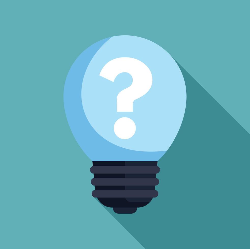 Light bulb showing question mark representing problem solving vector