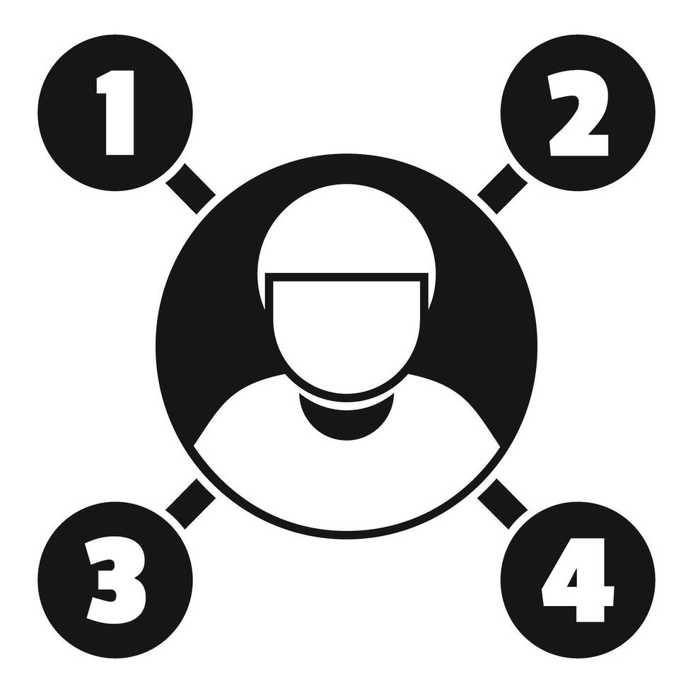 Project manager managing four stages of project development icon vector