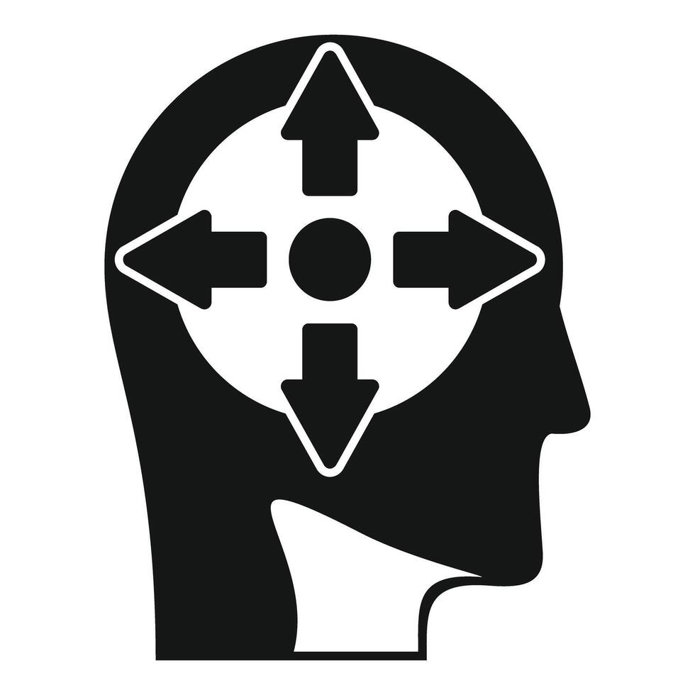 Human head silhouette with arrows pointing in different directions vector