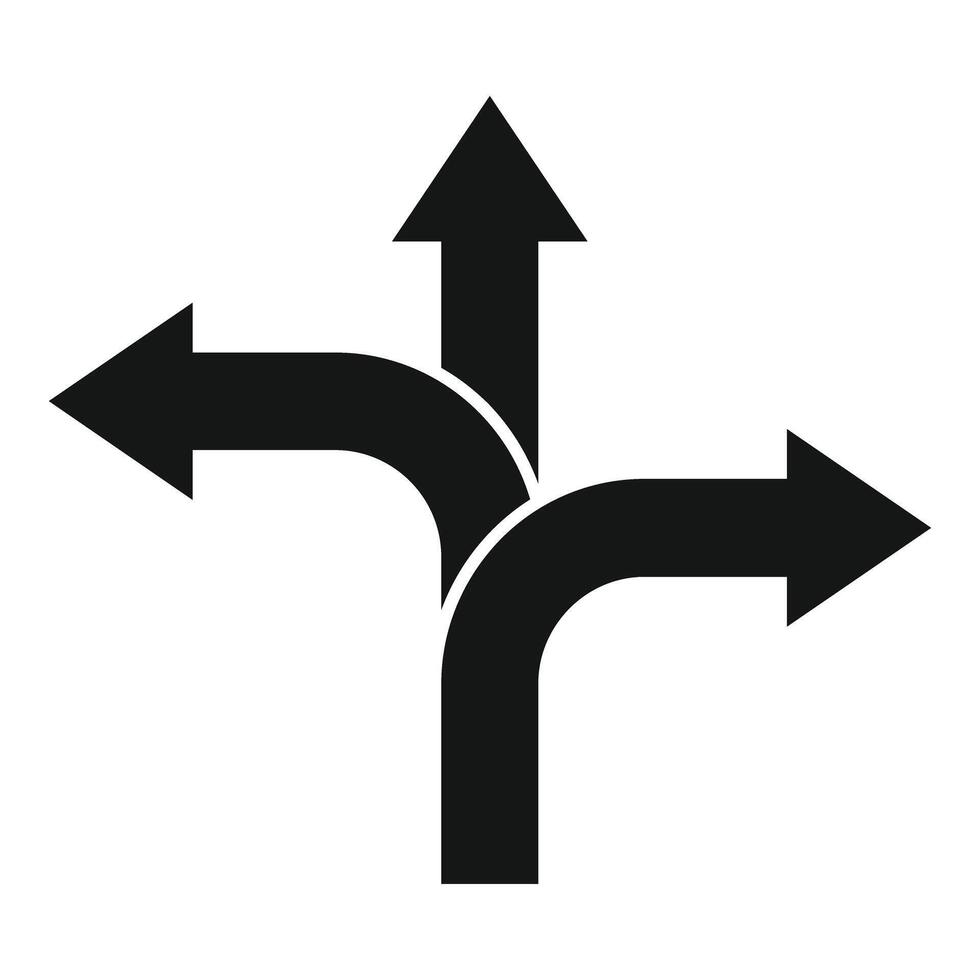 Three arrows pointing in different directions making a decision vector