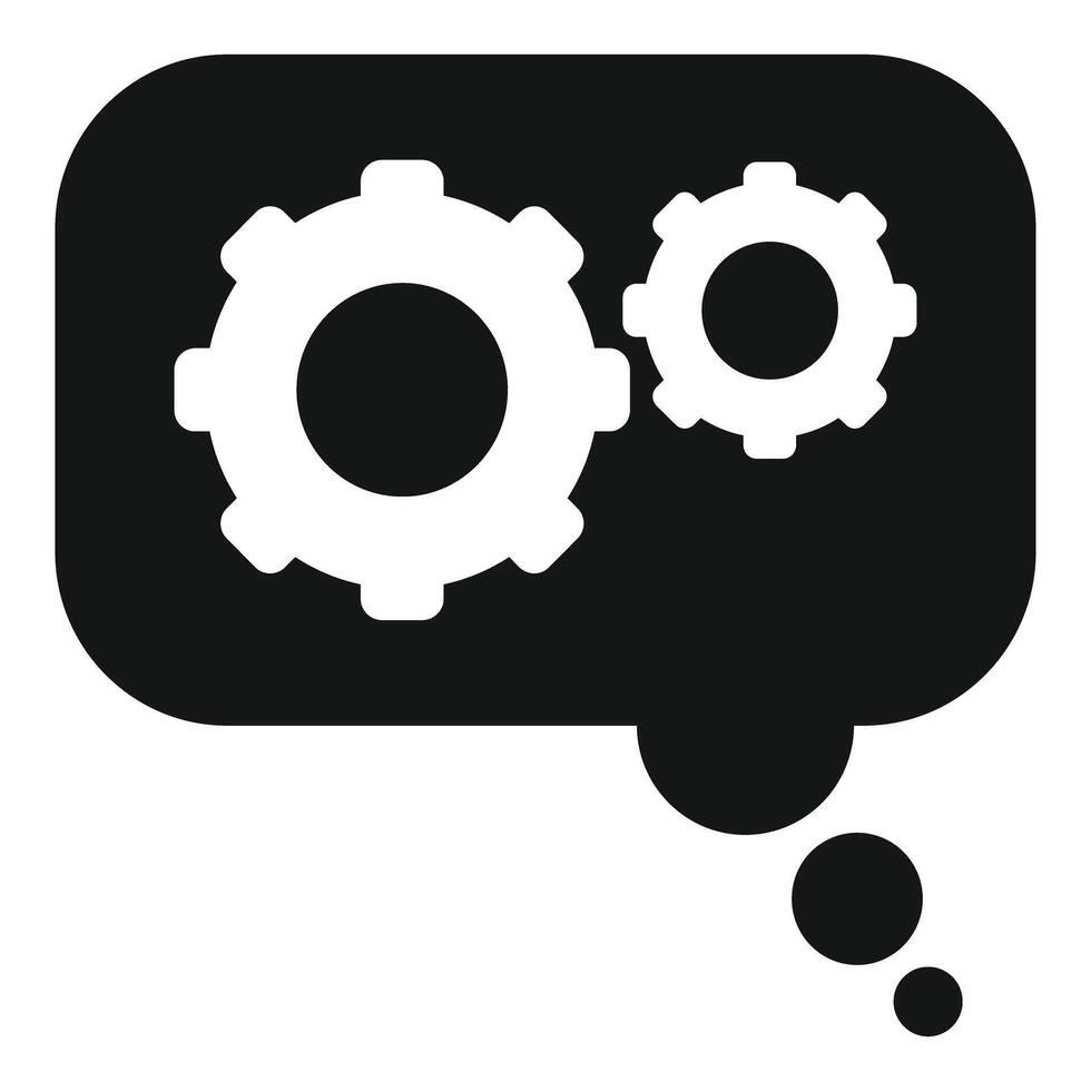 Speech bubble with gears thinking about engineering solution vector