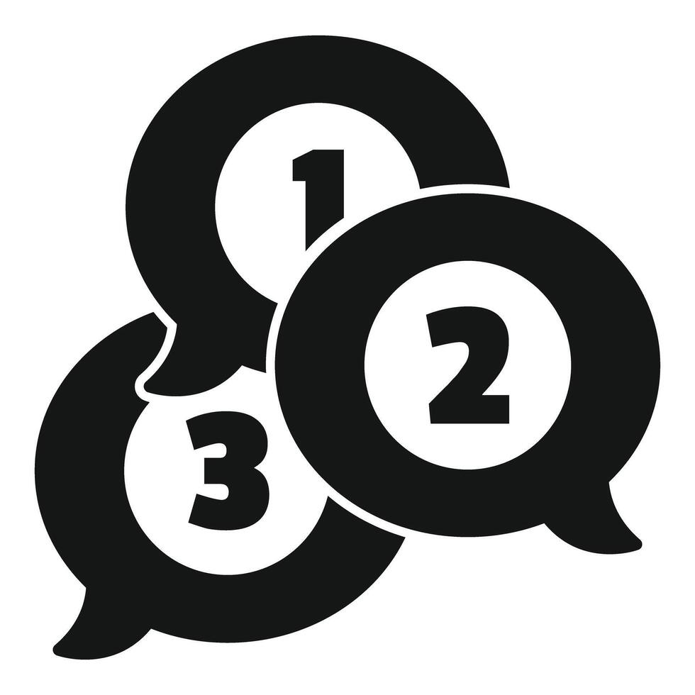 Speech bubbles with numbers one two three are overlapping vector