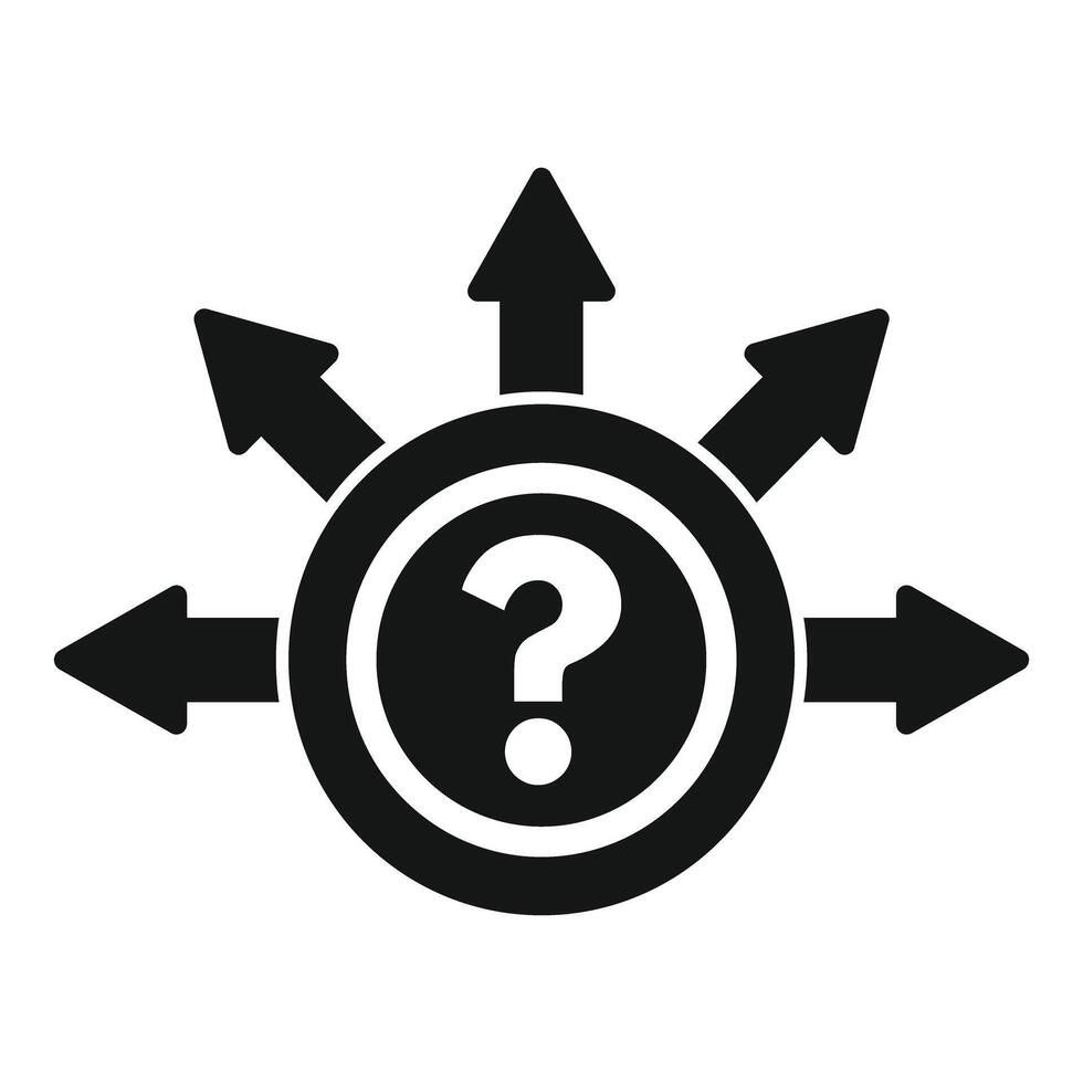 Question mark surrounded by arrows pointing in different directions vector