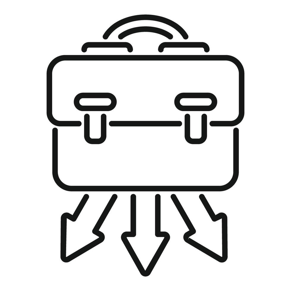Portfolio under pressure falling business icon showing decreasing career opportunities vector