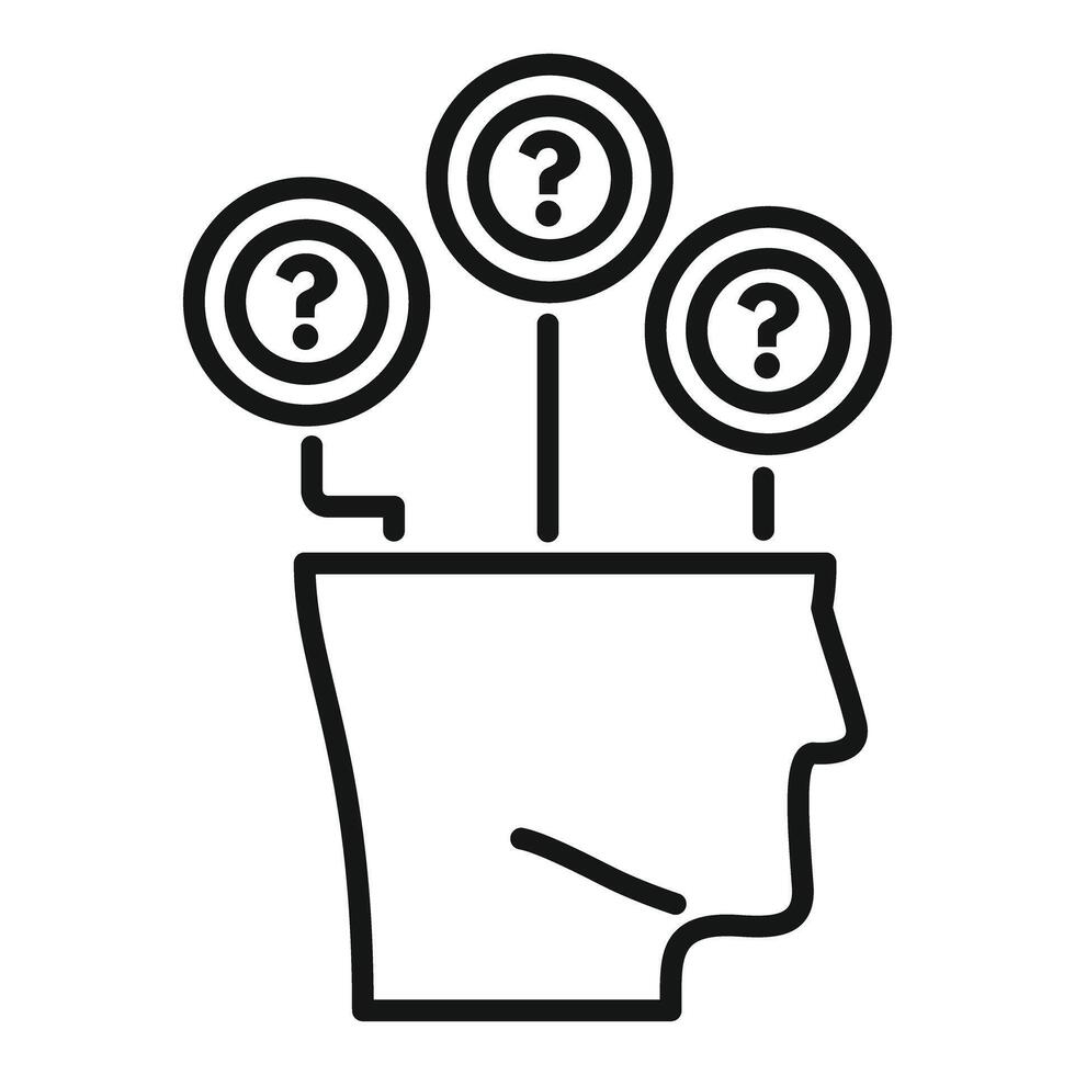 Human head with question marks growing from it symbolizing brainstorming and curiosity vector