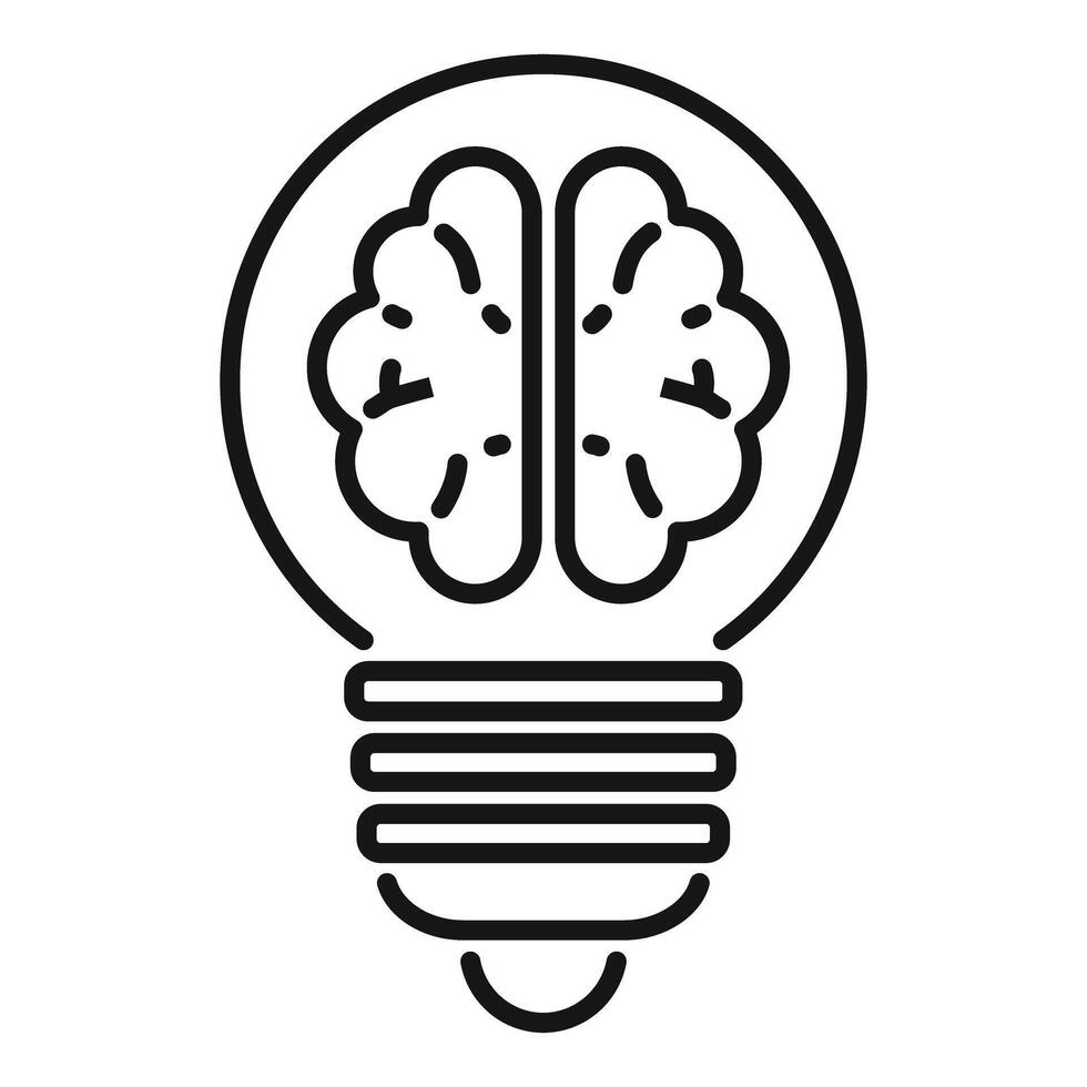 Human brain inside lightbulb representing creative idea vector