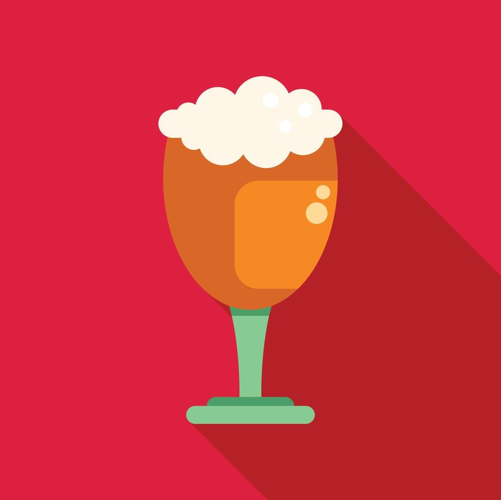Glass of beer with foam overflowing on red background vector