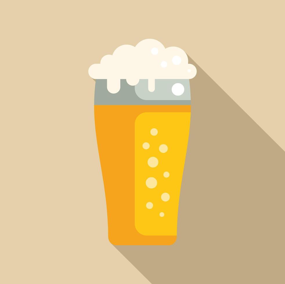 Glass of beer with foam overflowing on beige background vector