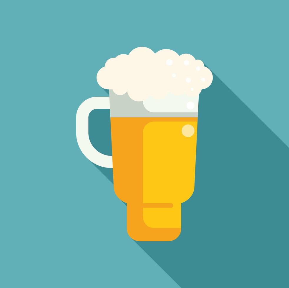 Glass of beer with foam overflowing refreshing beverage vector