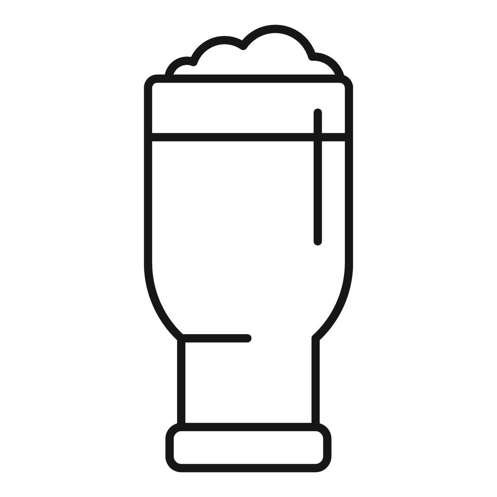 Glass of beer with foam minimalistic line art icon vector