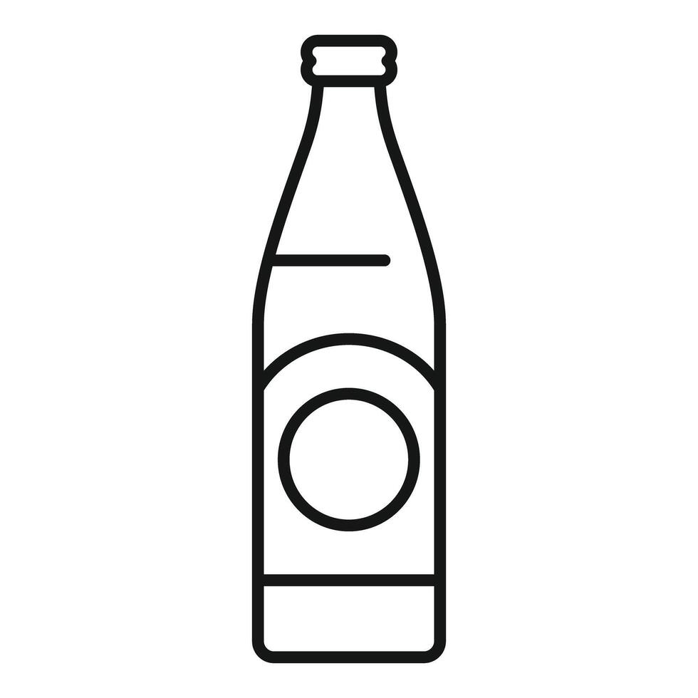 Minimalist line drawing of a soda bottle with blank label vector
