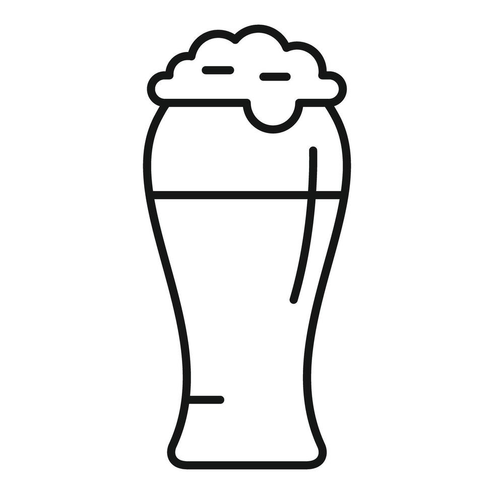Tall glass of beer with foam minimalist line art icon vector