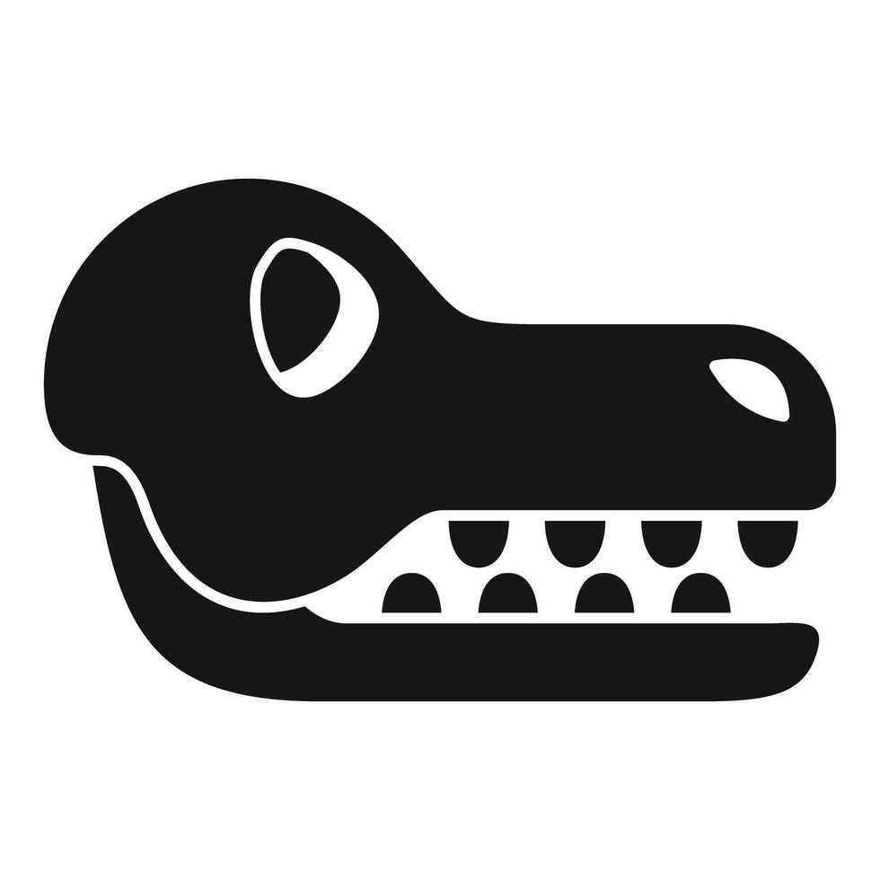 Black and white icon of an alligator skull fossil vector