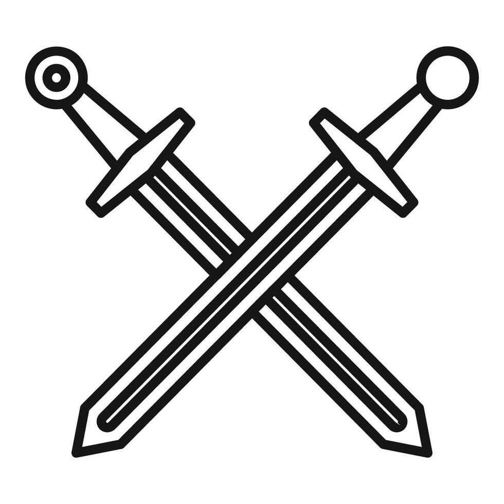 Two crossed swords forming an x shape are representing duel or combat vector