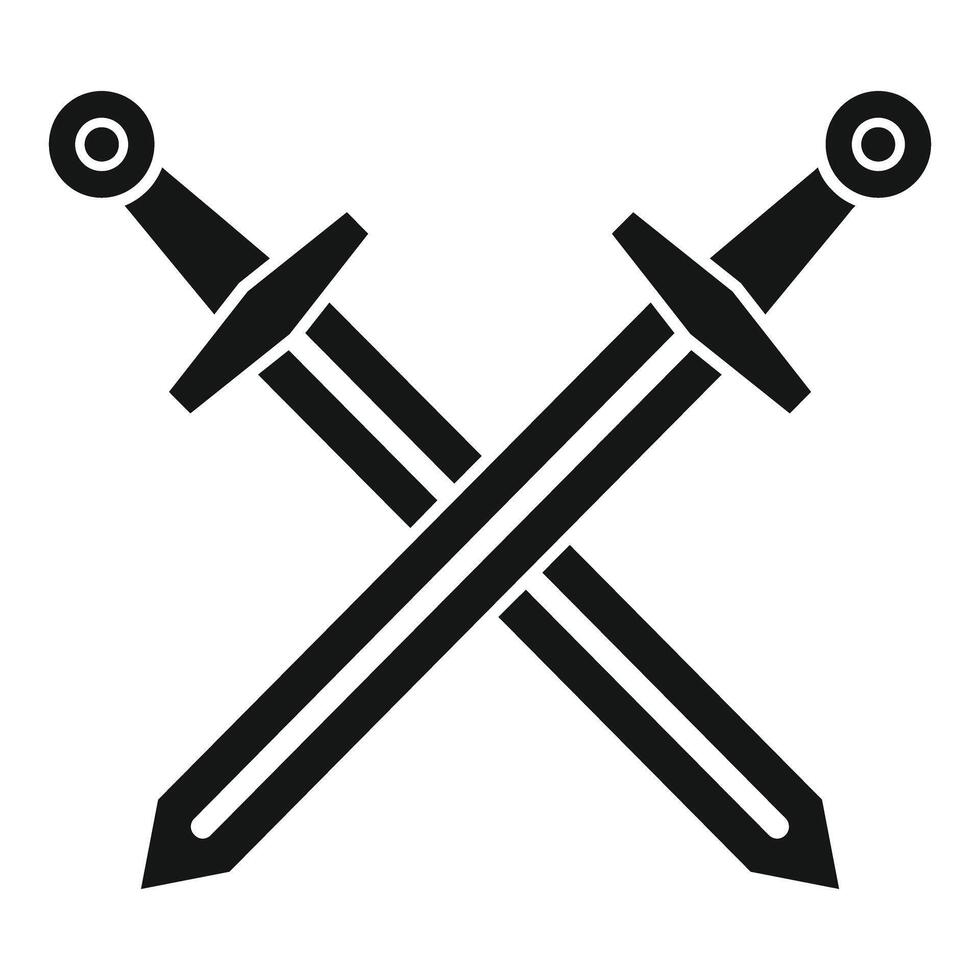 Simple icon of two crossed swords forming an x shape vector