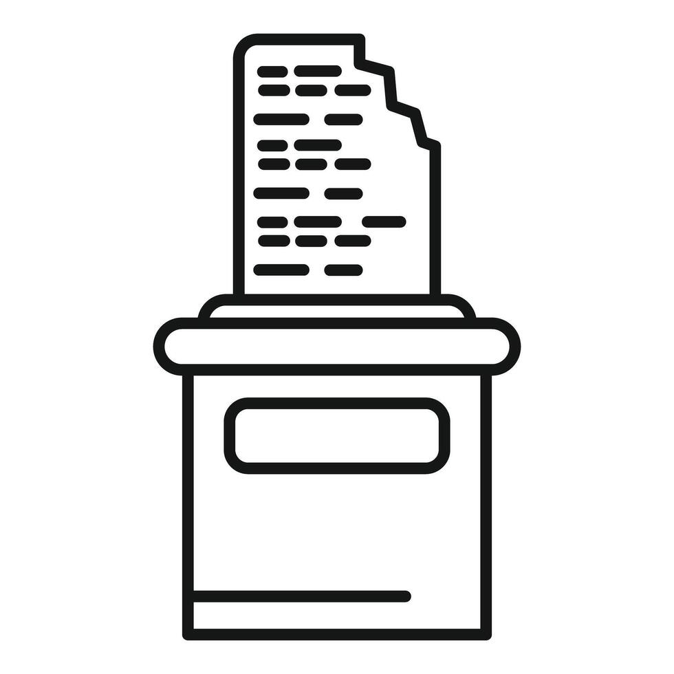 Office shredder destroying document with confidential code vector