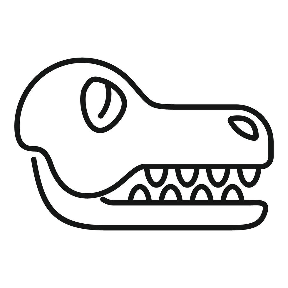 Archeology fossil showing skull of extinct crocodile like reptile vector