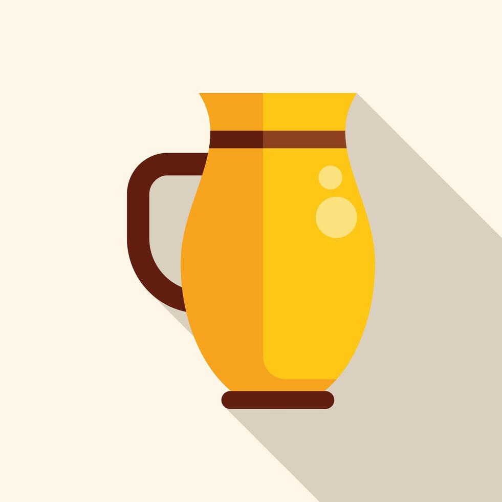Yellow ceramic pitcher with brown handle and trim holding refreshing beverage vector