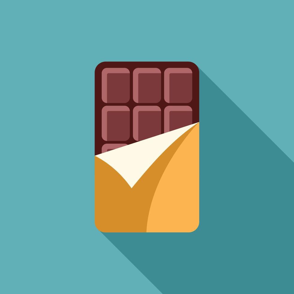 Delicious chocolate bar partially wrapped in foil is being opened vector